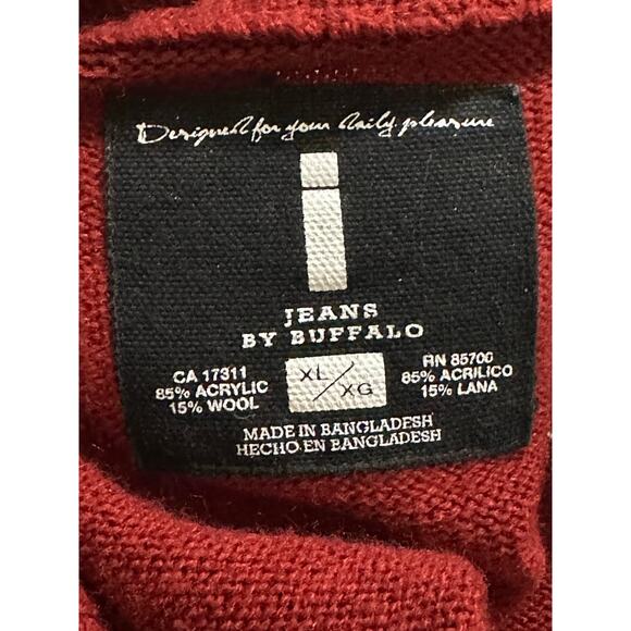 Buffalo men jeans red winter sweater size XL - Picture 3 of 11